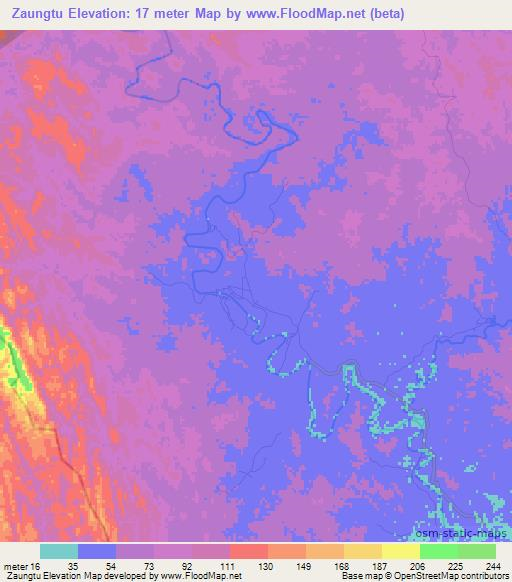 Zaungtu,Myanmar Elevation Map