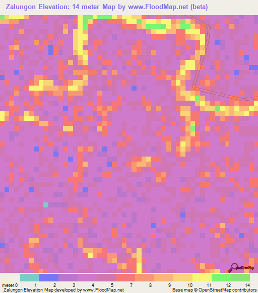Zalungon,Myanmar Elevation Map