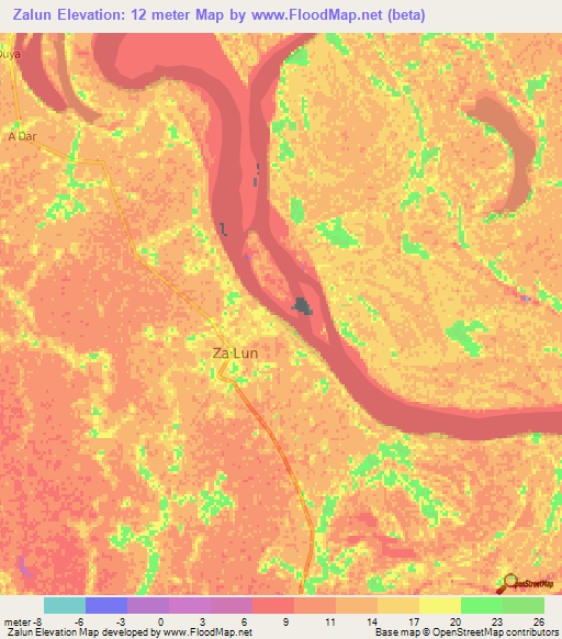 Zalun,Myanmar Elevation Map