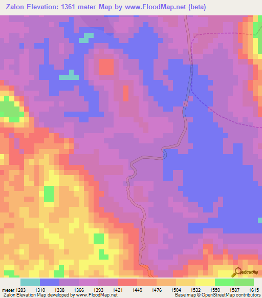 Zalon,Myanmar Elevation Map