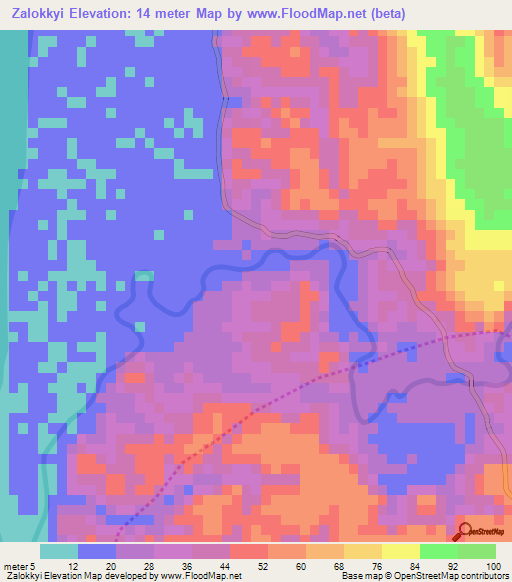 Zalokkyi,Myanmar Elevation Map
