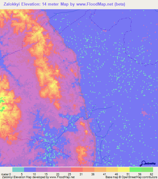 Zalokkyi,Myanmar Elevation Map