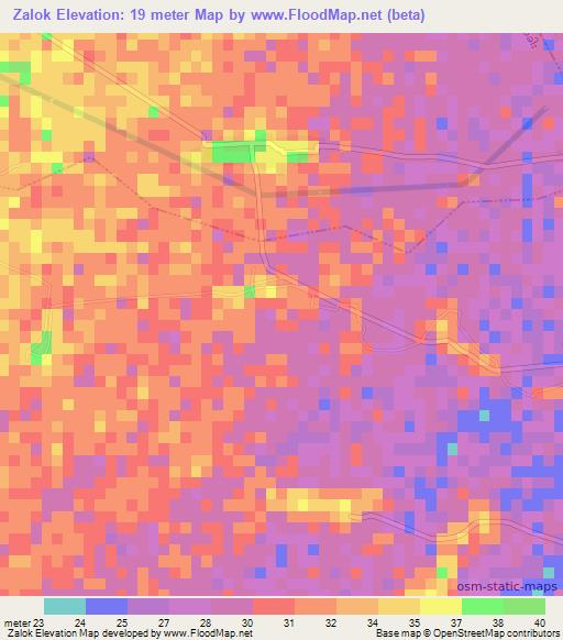 Zalok,Myanmar Elevation Map