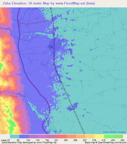 Zaha,Myanmar Elevation Map