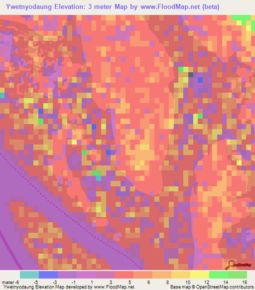 Ywetnyodaung,Myanmar Elevation Map