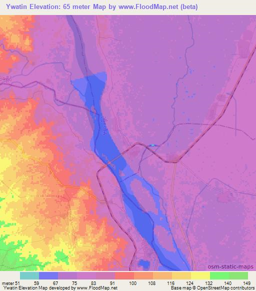 Ywatin,Myanmar Elevation Map