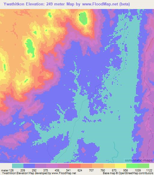 Ywathitkon,Myanmar Elevation Map