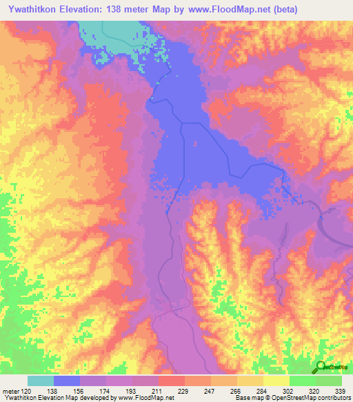 Ywathitkon,Myanmar Elevation Map