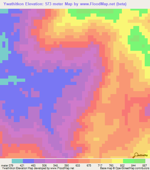 Ywathitkon,Myanmar Elevation Map