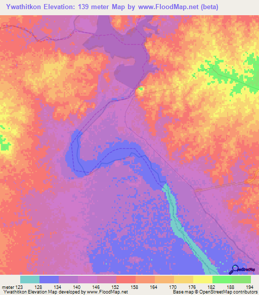 Ywathitkon,Myanmar Elevation Map