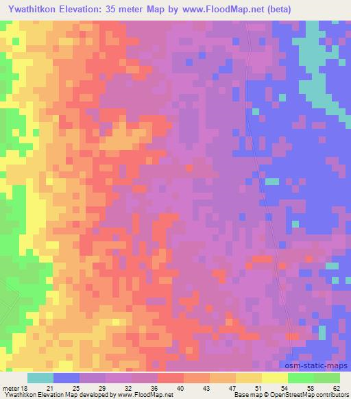 Ywathitkon,Myanmar Elevation Map