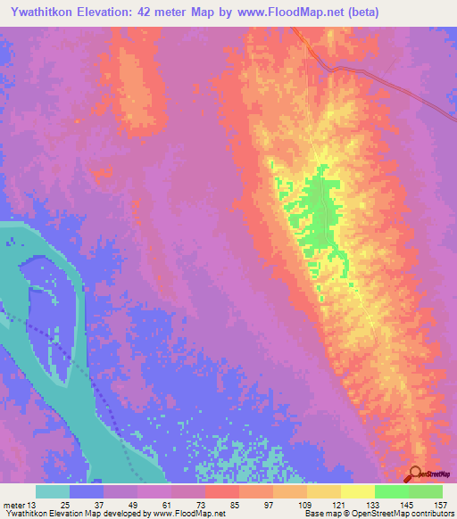 Ywathitkon,Myanmar Elevation Map