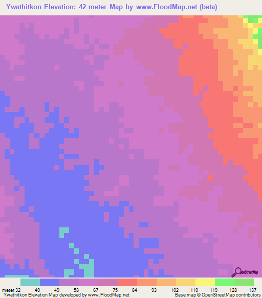 Ywathitkon,Myanmar Elevation Map