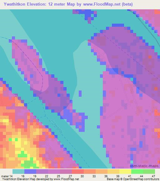 Ywathitkon,Myanmar Elevation Map
