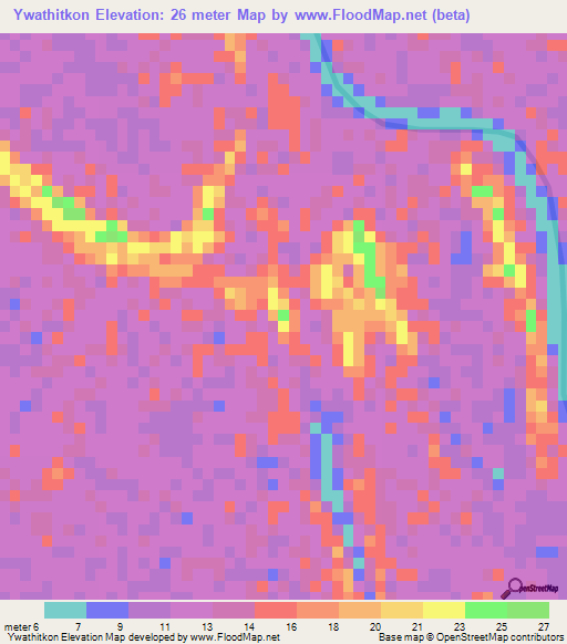 Ywathitkon,Myanmar Elevation Map