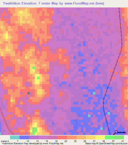 Ywathitkon,Myanmar Elevation Map
