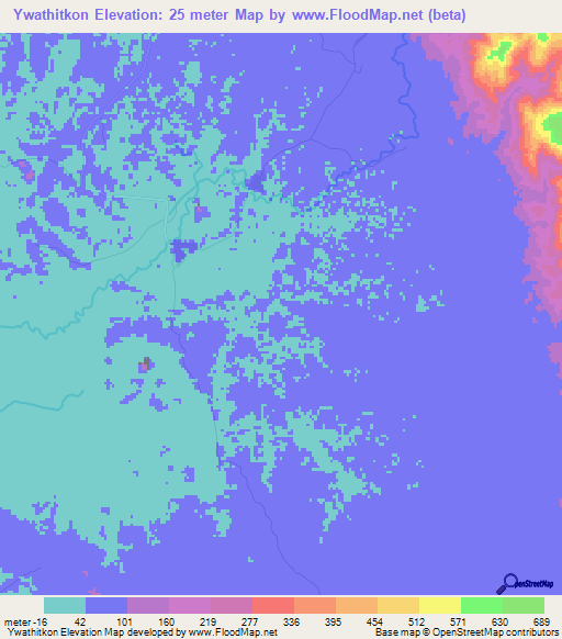 Ywathitkon,Myanmar Elevation Map