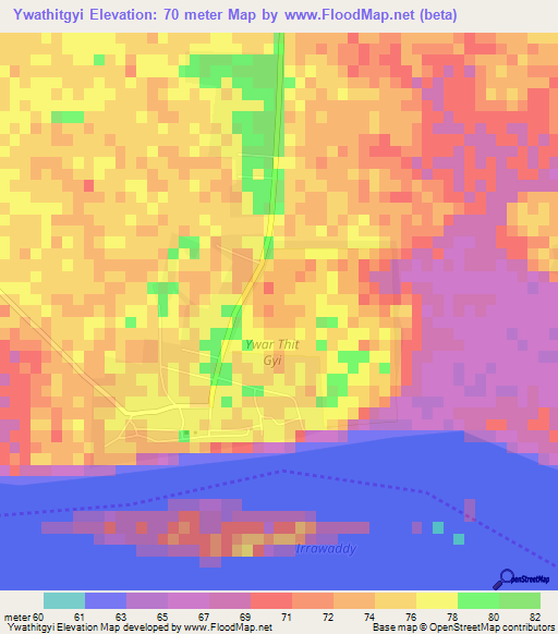 Ywathitgyi,Myanmar Elevation Map