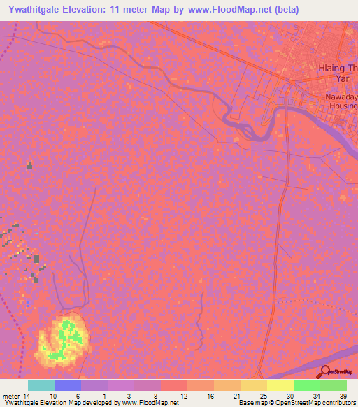 Ywathitgale,Myanmar Elevation Map