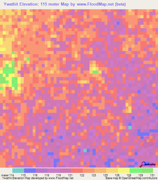 Ywathit,Myanmar Elevation Map