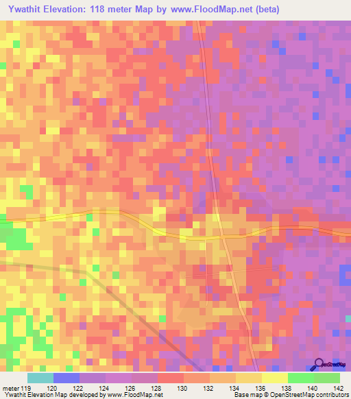Ywathit,Myanmar Elevation Map