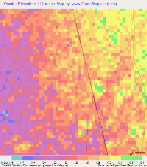 Ywathit,Myanmar Elevation Map