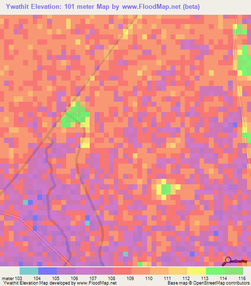 Ywathit,Myanmar Elevation Map