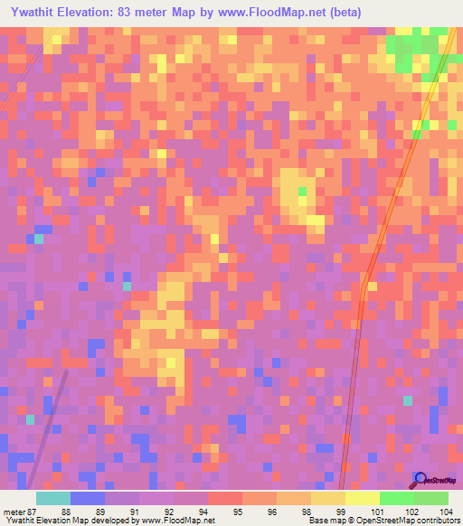 Ywathit,Myanmar Elevation Map