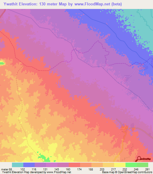 Ywathit,Myanmar Elevation Map