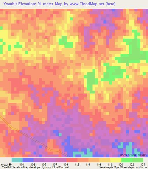 Ywathit,Myanmar Elevation Map