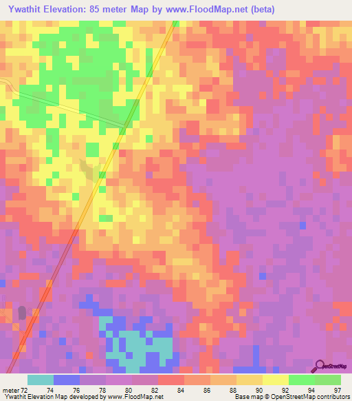 Ywathit,Myanmar Elevation Map