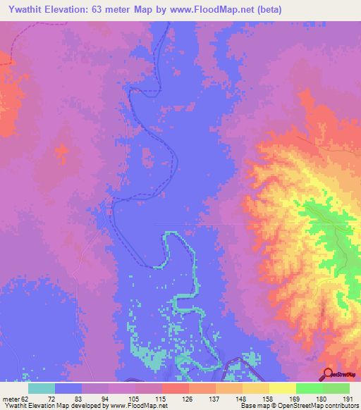 Ywathit,Myanmar Elevation Map