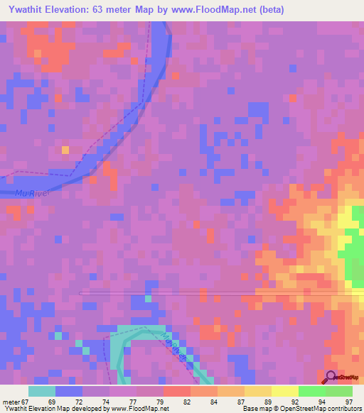 Ywathit,Myanmar Elevation Map