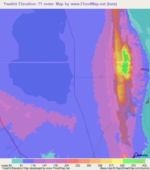 Ywathit,Myanmar Elevation Map