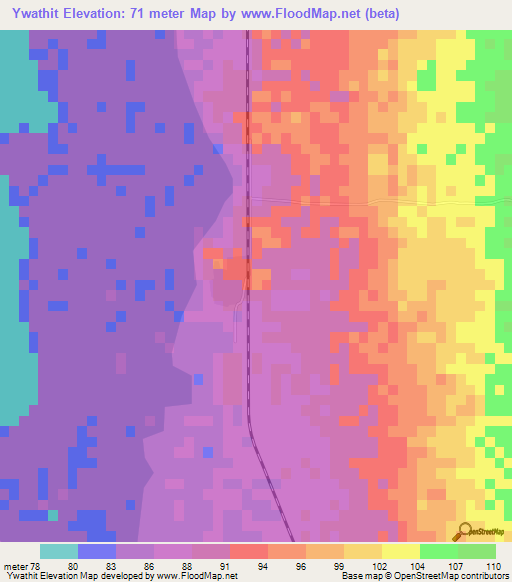 Ywathit,Myanmar Elevation Map