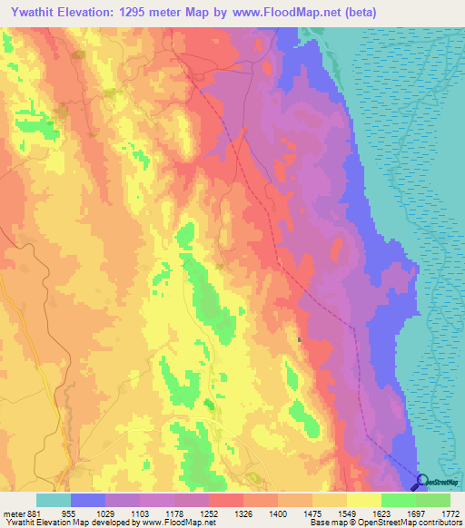 Ywathit,Myanmar Elevation Map