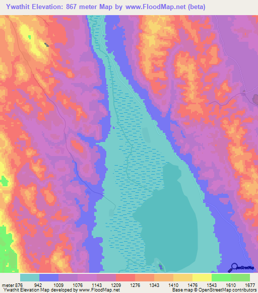 Ywathit,Myanmar Elevation Map