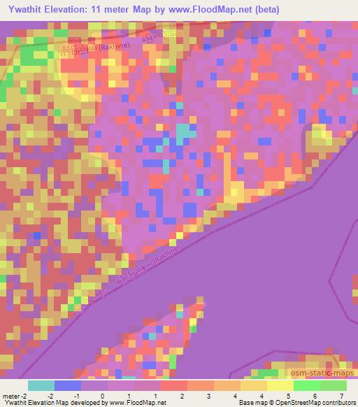 Ywathit,Myanmar Elevation Map