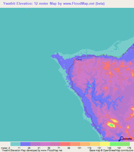 Ywathit,Myanmar Elevation Map