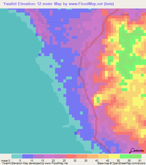 Ywathit,Myanmar Elevation Map