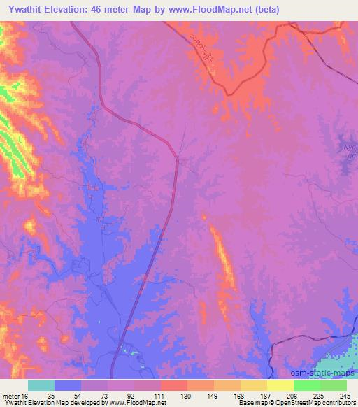 Ywathit,Myanmar Elevation Map