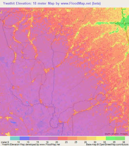 Ywathit,Myanmar Elevation Map