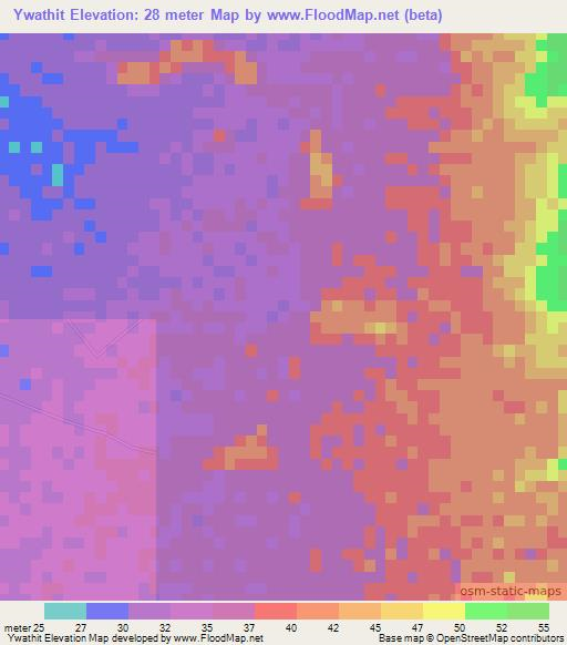 Ywathit,Myanmar Elevation Map