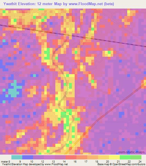 Ywathit,Myanmar Elevation Map
