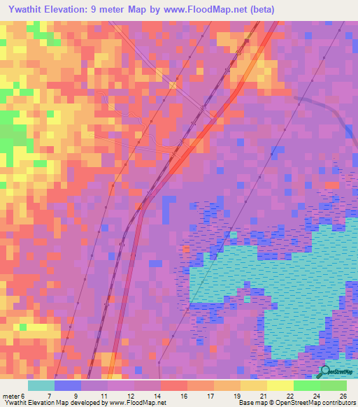 Ywathit,Myanmar Elevation Map