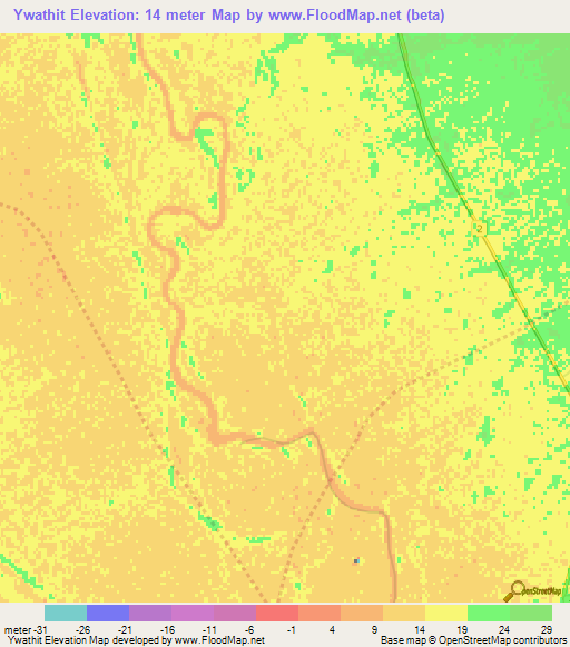 Ywathit,Myanmar Elevation Map