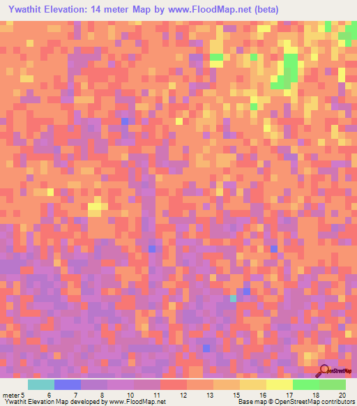 Ywathit,Myanmar Elevation Map