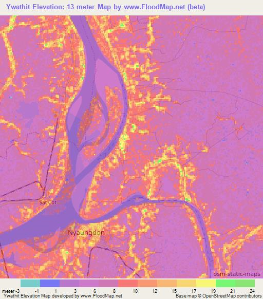 Ywathit,Myanmar Elevation Map