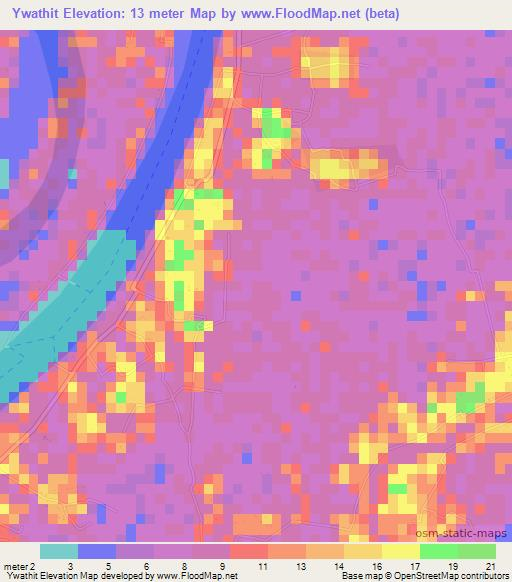 Ywathit,Myanmar Elevation Map