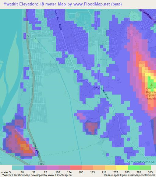 Ywathit,Myanmar Elevation Map